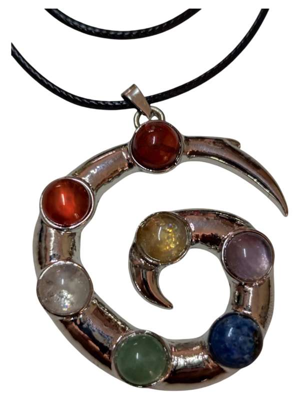 Chakra spiral necklace, Base metal, 51cm includes extension chain
