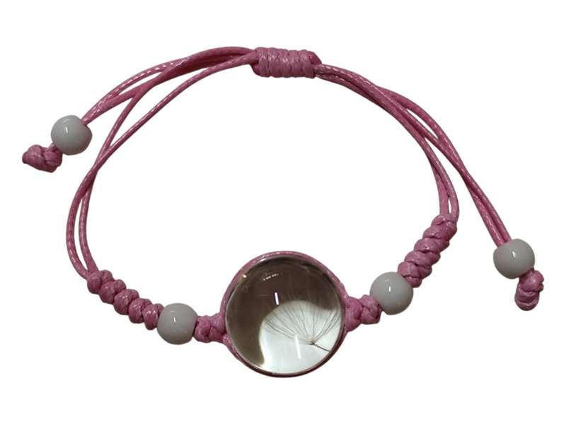 Dandelion dome bracelet, Pink, adjustable