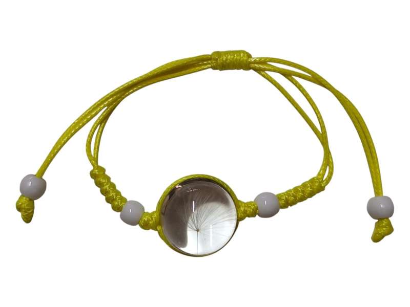 Dandelion dome bracelet, Yellow, adjustable