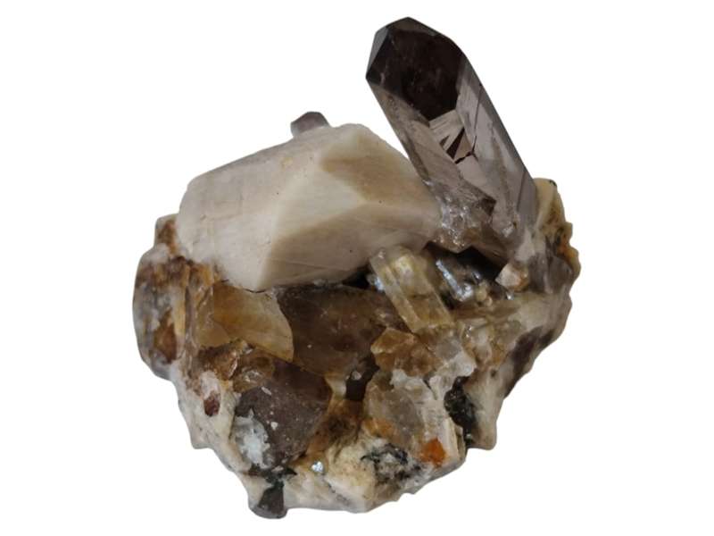 Assorted Smoky quartz or Aegerine with Feldspar, Zomba, Malawi, 0.6-5.3cm