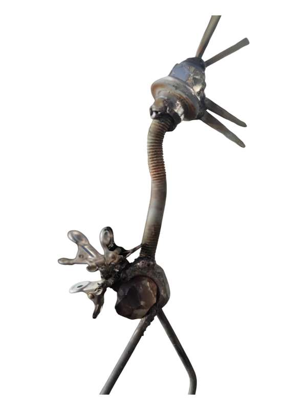 Running Smoky quartz Ostrich, tool sculpture, 14 x 13.5 x 30cm, 0.344kgs