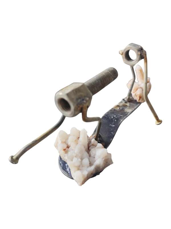 Nut on a run from Mr Bolt, tool sculpture 23.2 x 10 x 10cm, 0.38kgs