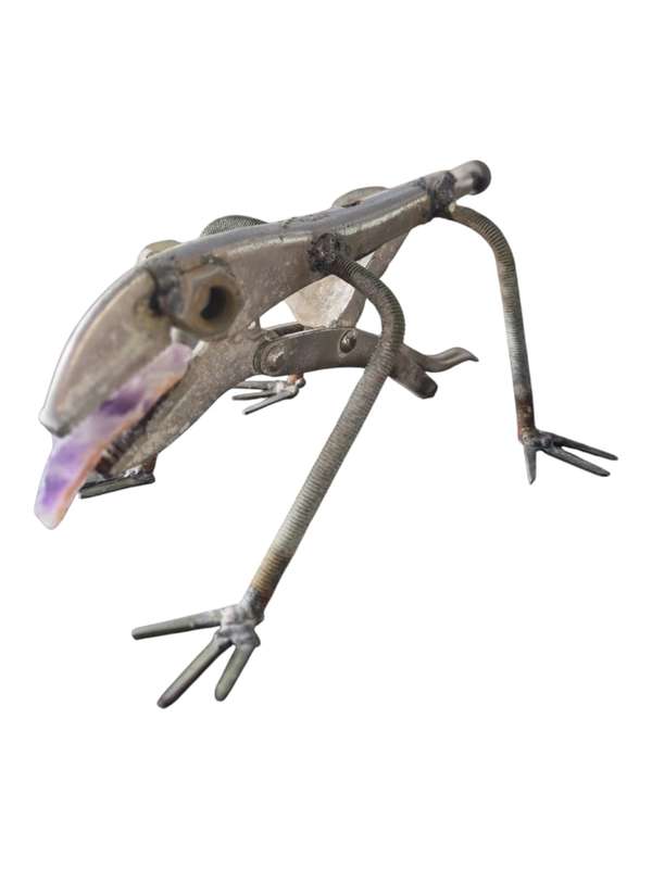 Chameleon with an amethyst tongue, tool sculpture,  24.5 x 20.5 x 12.5cm, 0.787kgs
