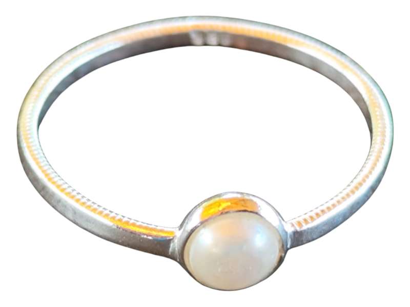Freshwater pearl ring in 925 silver, Round, size 9