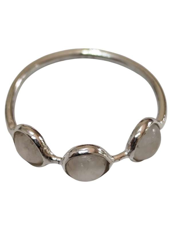 Moonstone ring in 925 silver, Round, size 9