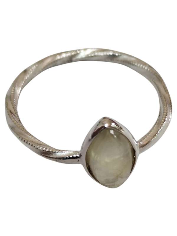 Prehnite ring in 925 silver, Marquise, Size 6