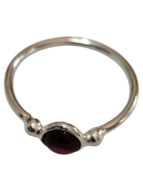 Garnet ring in 925 silver, Round, size 9