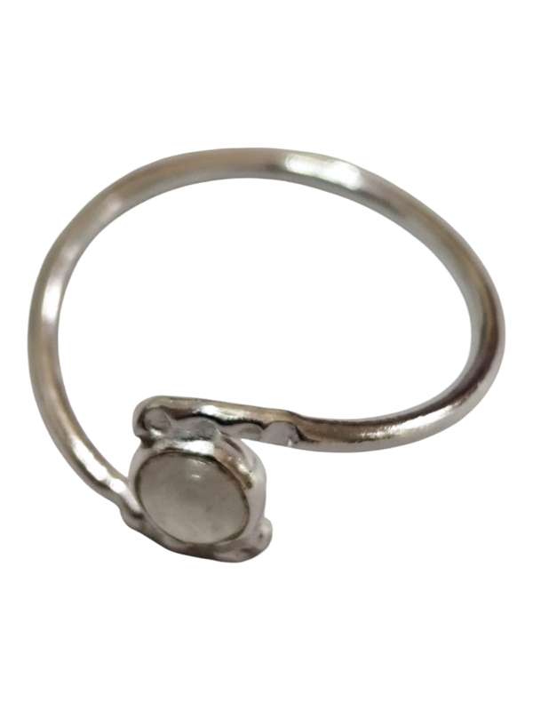 Moonstone ring in 925 silver, Round, size 8