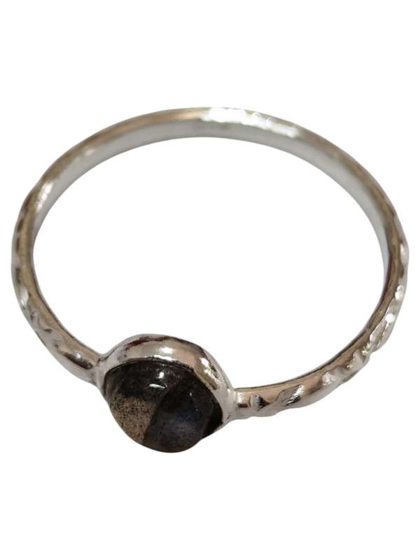 Labradorite ring in 925 silver, Round, size 9