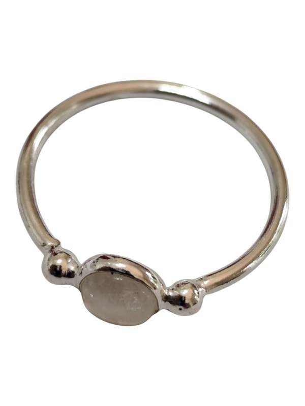 Moonstone ring in 925 silver, Round, size 9