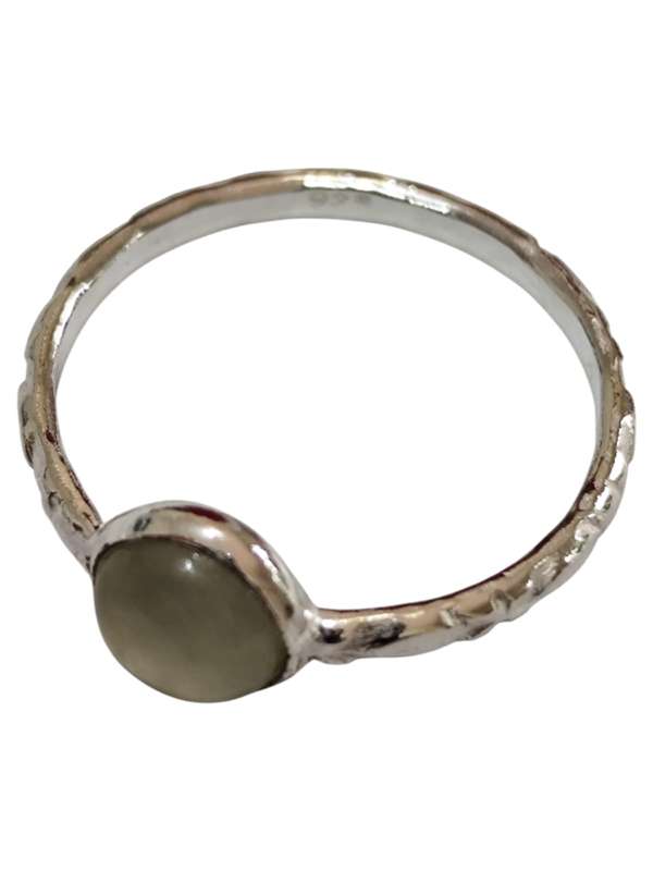 Prehnite ring in 925 silver, Round, size 6
