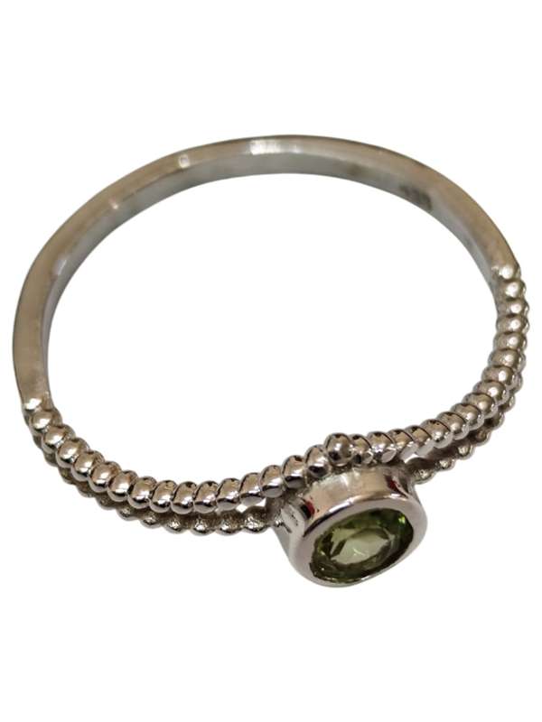 Peridot ring in 925 silver, Round, size 7