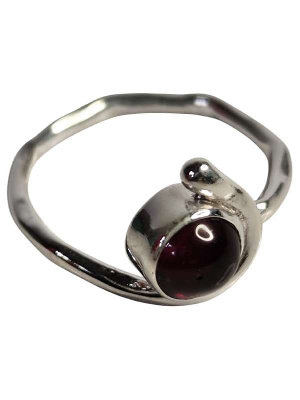 Garnet ring in 925 silver, Round cut, size 7