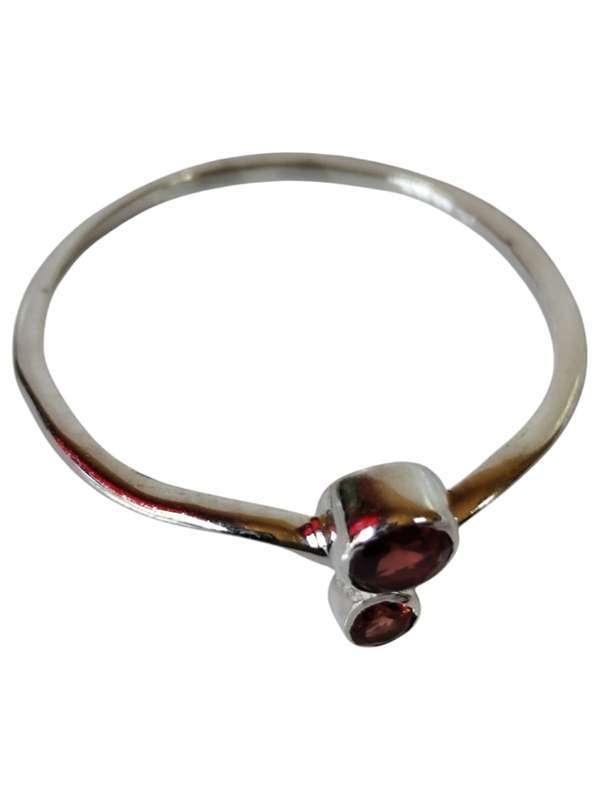 Garnet ring in 925 silver, Round, size 10