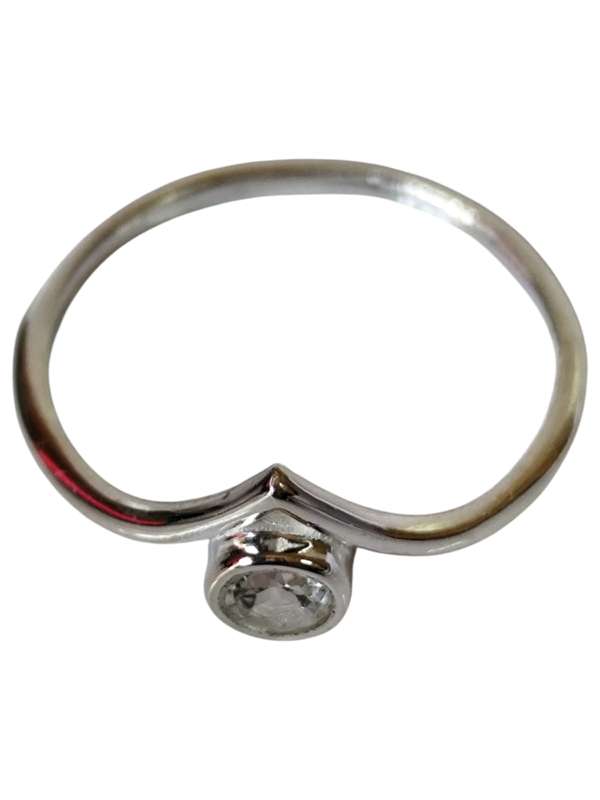 Clear quartz ring in 925 silver, Round, size 8