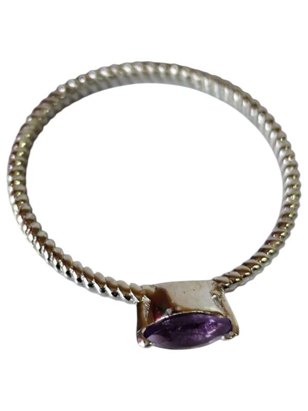 Amethyst ring in 925 silver, Marquise, Size 8