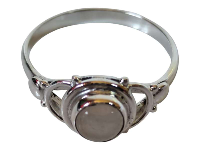 Rose quartz ring in 925 silver, Round cut, size 9