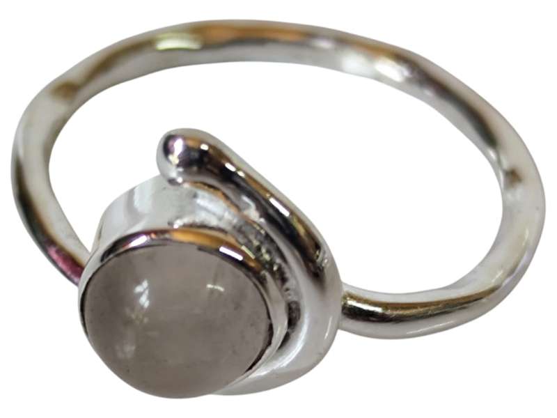 Quartz ring in 925 silver, Round cut, size 7