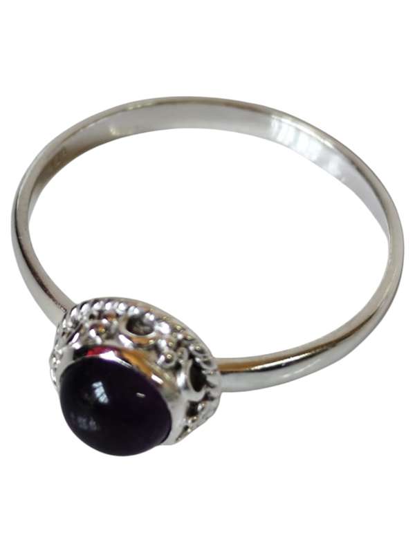 Amethyst ring in 925 silver, Round cut, size 9