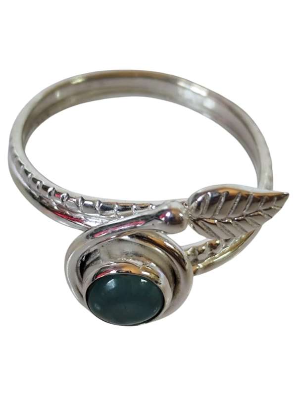 Aqua chalcedony ring in 925 silver, Round cut, size 6