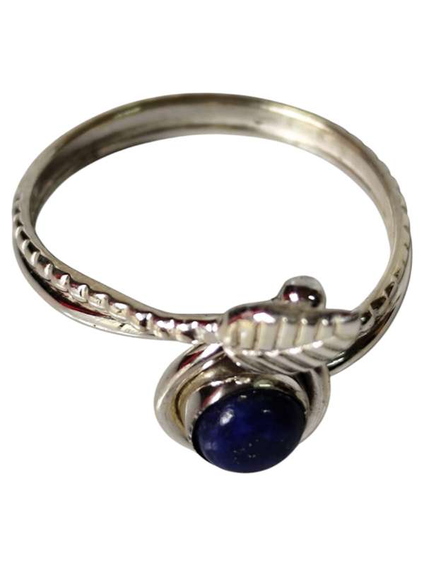 Lapis lazuli ring in 925 silver, Round cut, size 8