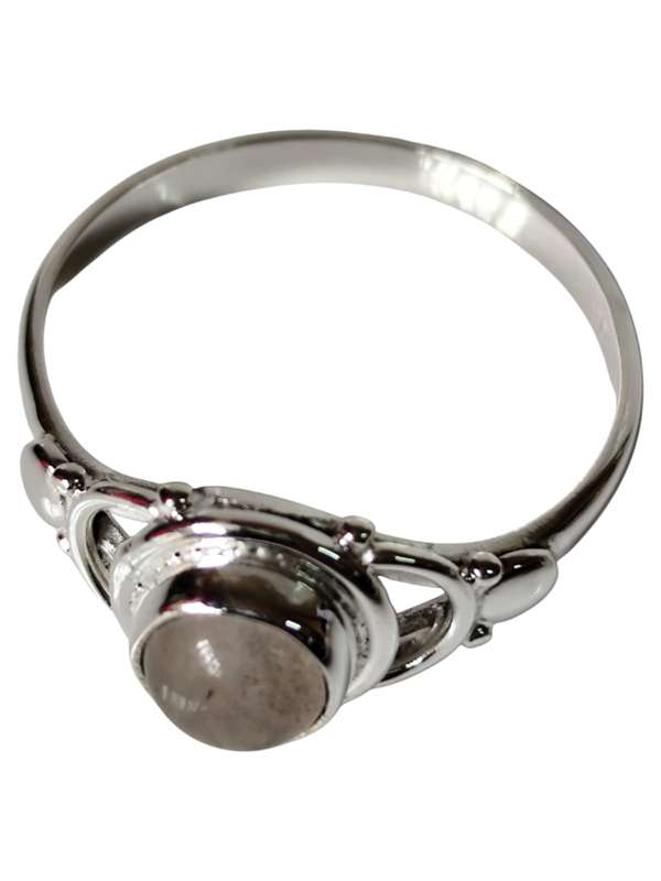 Rose quartz ring in 925 silver, Round cut, size 9