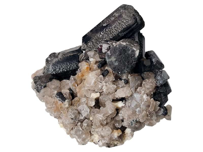 Tourmaline with quartz cluster, Erongo Mountain, Namibia, 10 x 9.5 x 4.3cm, 0.21kg