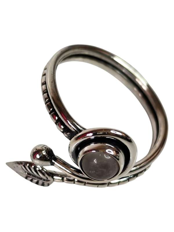 Quartz ring in 925 silver, Round cut, size 7