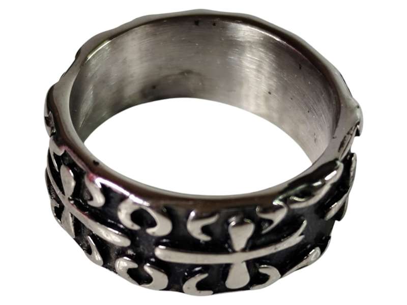 Stainless steel Cross band rings, assorted sizes 19-22