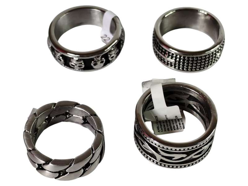 Assorted stainless steel rings, assorted sizes 20-23