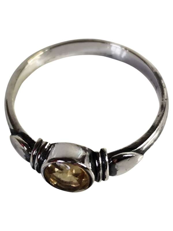 Citrine ring in 925 silver, Round cut, size 7