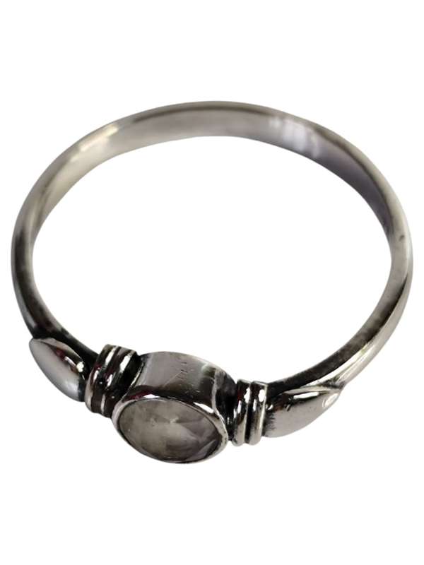 Moonstone ring in 925 silver, Round cut, size 9