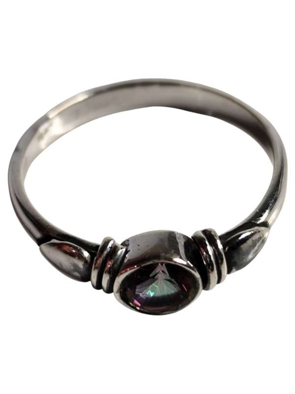 Mystic Topaz ring in 925 silver, Round cut, size 8