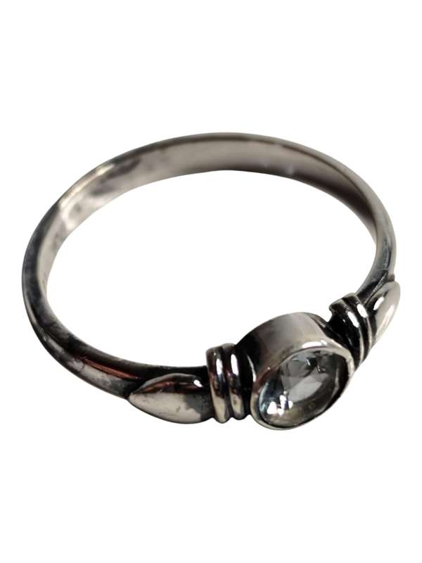 Blue topaz ring in 925 silver, Round cut, size 9