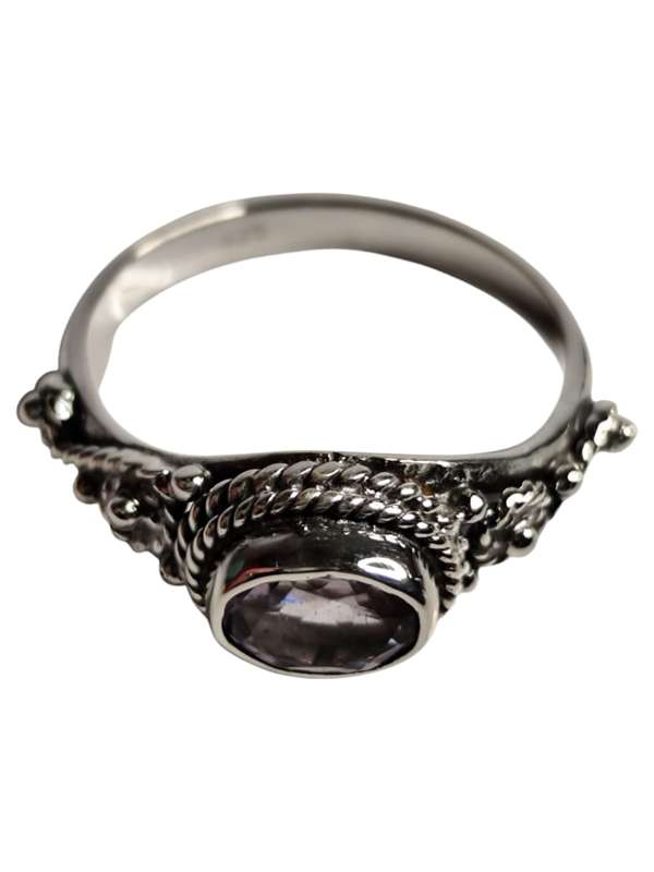Amethyst ring in 925 silver, Oval cut, size 7