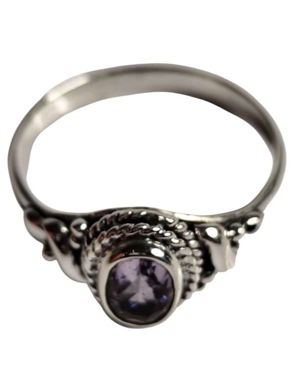 Amethyst ring in 925 silver, Oval cut, size 9