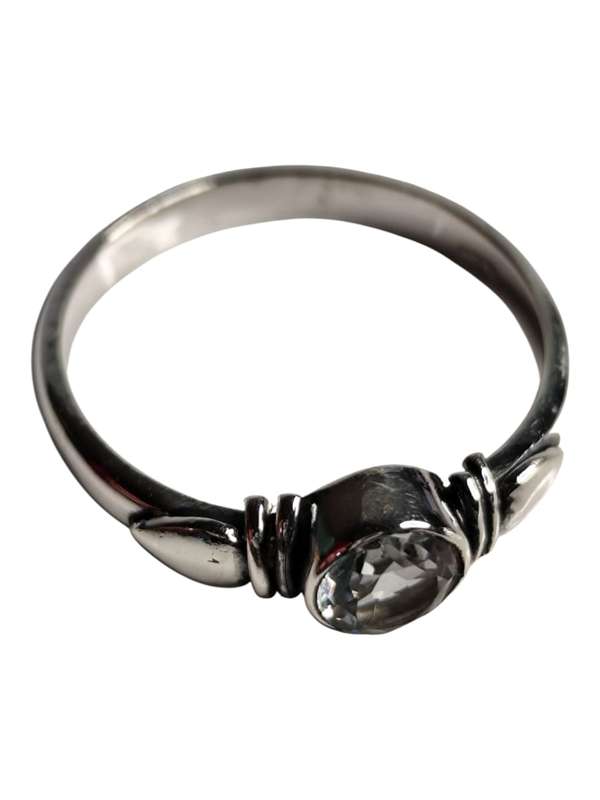 Blue Topaz ring in 925 silver, Round, size 7