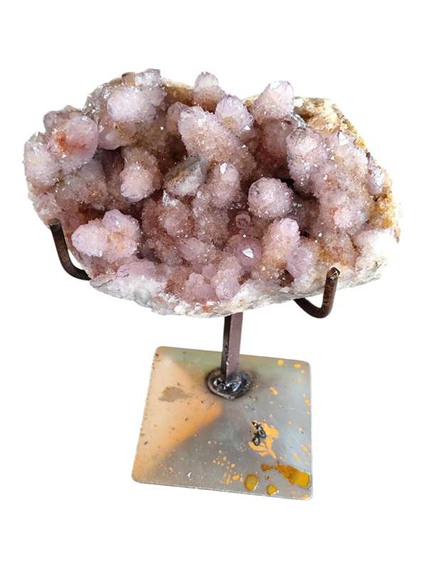 Boekenhouthoek Quartz specimen on display stand, 12.6 x 12.9 x 23cm