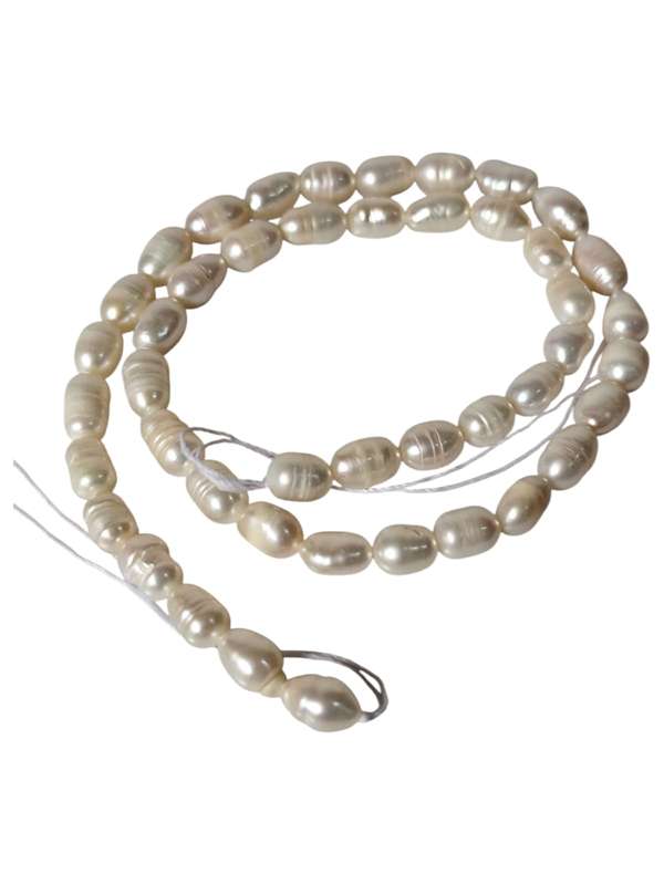 B Grade Freshwater pearl string, Ringed Potato shaped, Cream, 35cm length of strand, 5-5.5mm thic...