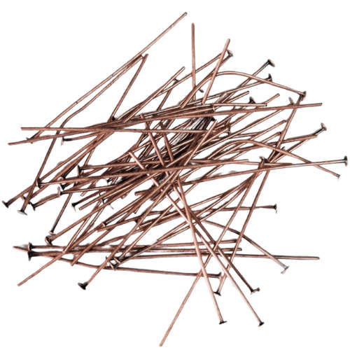 50x Copper color headpins, 45mm, base metal