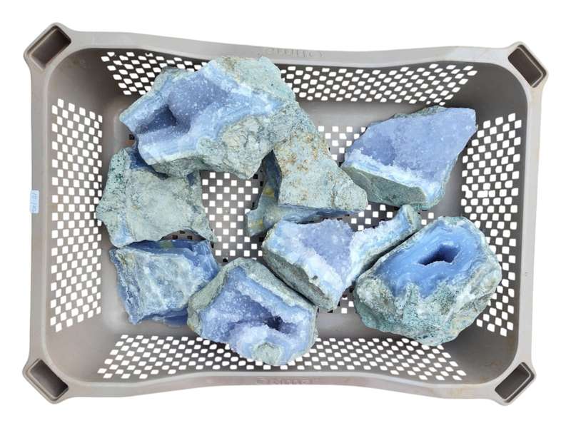 Assorted Rough Blue agate pieces, Malawi, 0.8-1.75kg