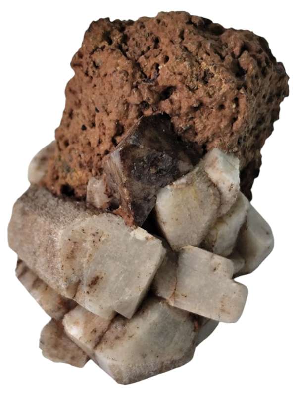 Zircon, Feldspar and pseudomorph of Aegerine, Zomba in Malawi, 4 x 3.4 x 4.5cm, 47.2grams