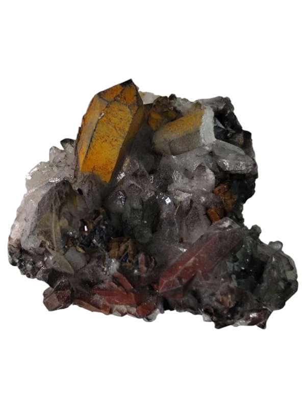 Quartz with Mimetite, Tsumeb in Namibia, 3.9 x 3.4 x 2.4cm, 19.1grams