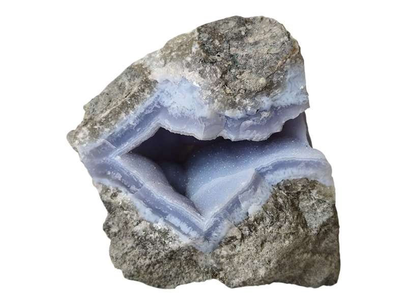 Blue agate Geode, Malawi, 8.5 x 5.8 x 9.5cm, 464.8grams
