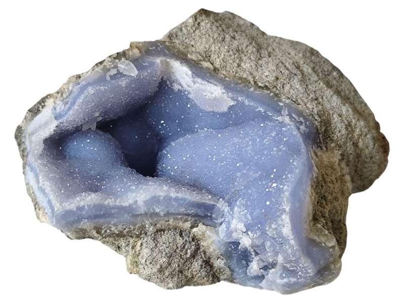 Blue agate Geode, Malawi, 13.5 x 14 x 7.2cm, 1.07kg