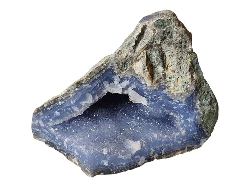 Blue agate Geode, Cabochon Quality, Malawi, 15.5 x 11.2 x 9.5cm, 1.31kg
