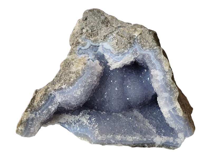 Blue agate Geode, Partially Cabochon Quality, Malawi, 19.5 x 19 x 9cm, 2.53kg