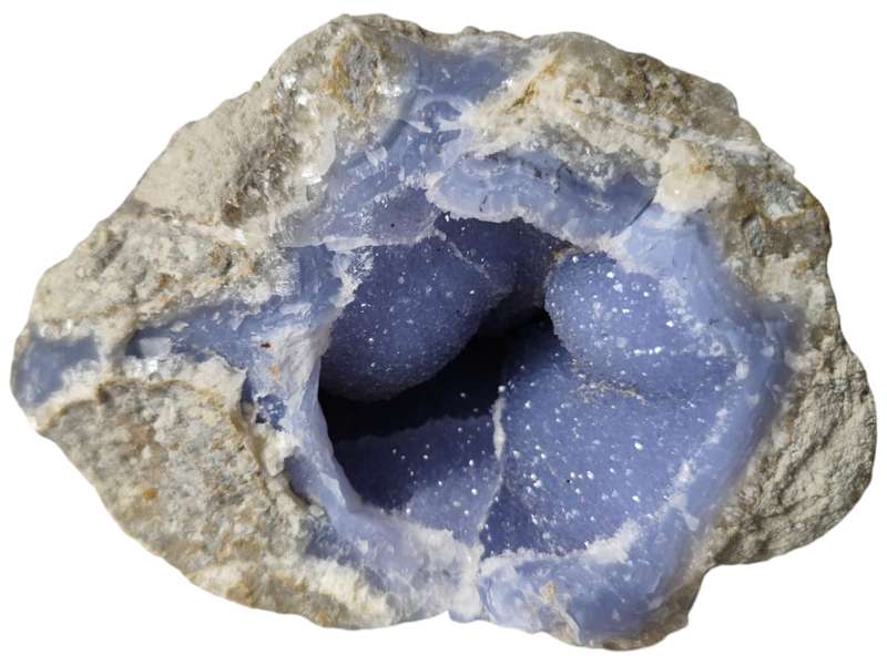 Blue agate Geode, Cabochon Quality, Malawi, 16 x 11 x 10.4cm, 1.63kg