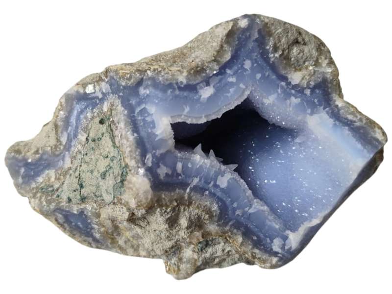 Blue agate Geode, Cabochon Quality, Malawi, 14 x 10.4 x 10.5cm, 1.53kg