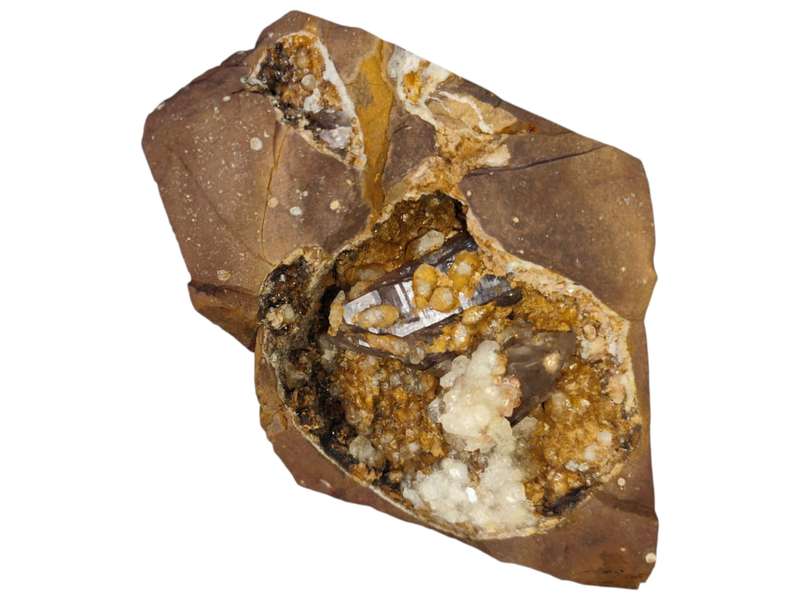 Amethyst with Calcite in a vug within Basalt matrix, Namibia, 11 x 4.7 x 11.8cm, 1.30kg